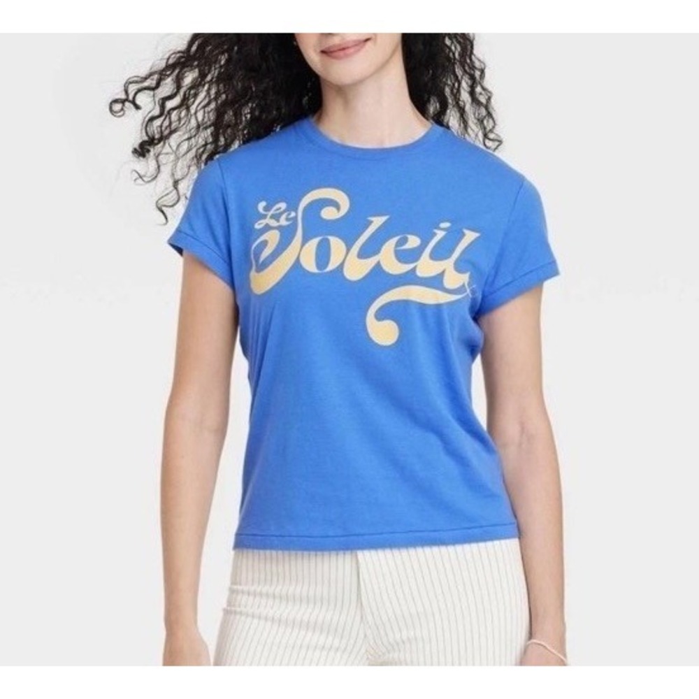 Universal Thread Shirt Womens Medium Le Soleil French Script Graphic Tee T-Shirt